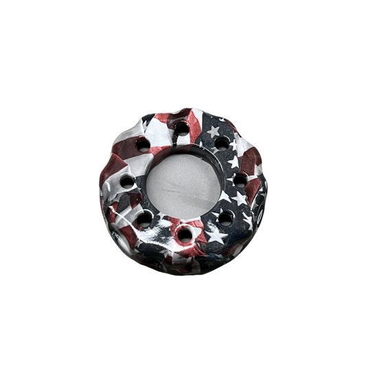 Double Sided Red Slate Top w/ Blasted Aluminum Bottom American Flag Pot Call