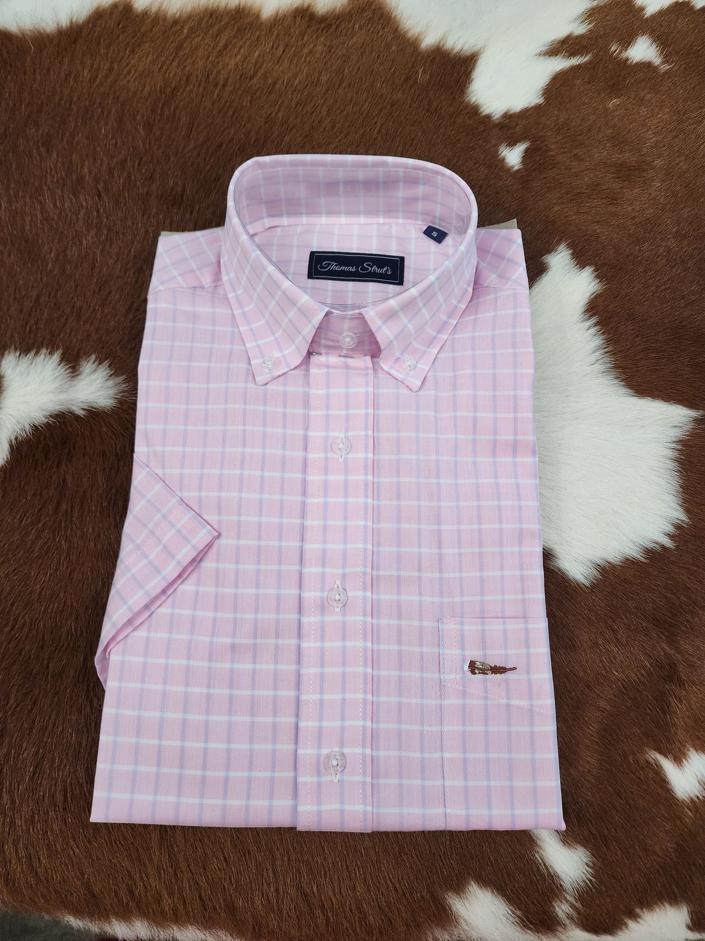 Men's Thomas Strut's Apparel Co. S/S Button Down-Pink Stripe