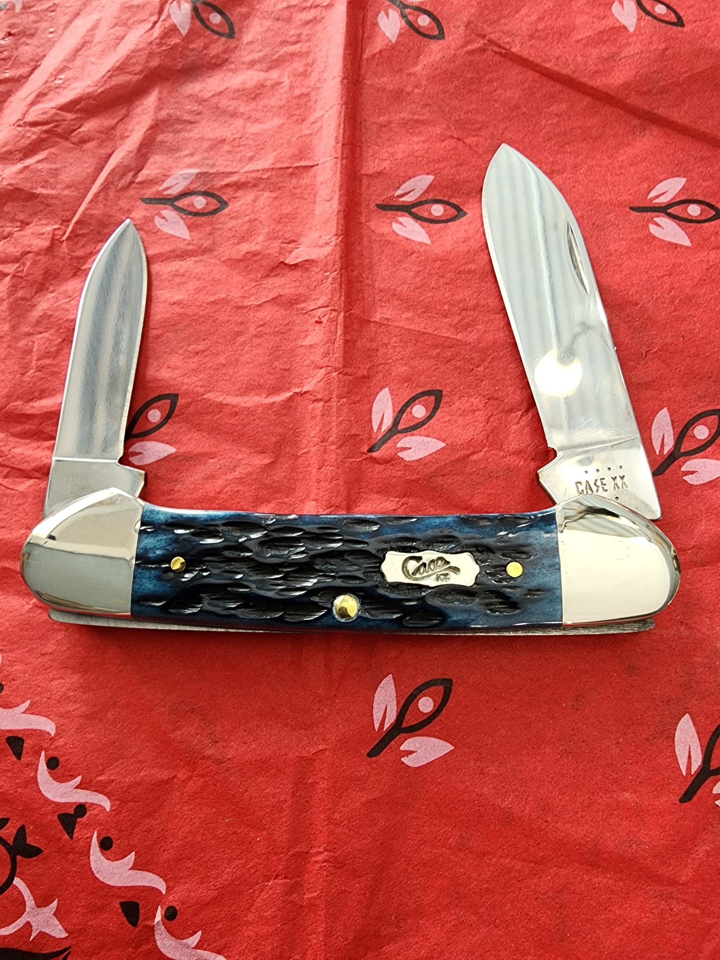2022 Case Poclet Worn Mediterranean Blue Bone Peach Seed Jig Canoe