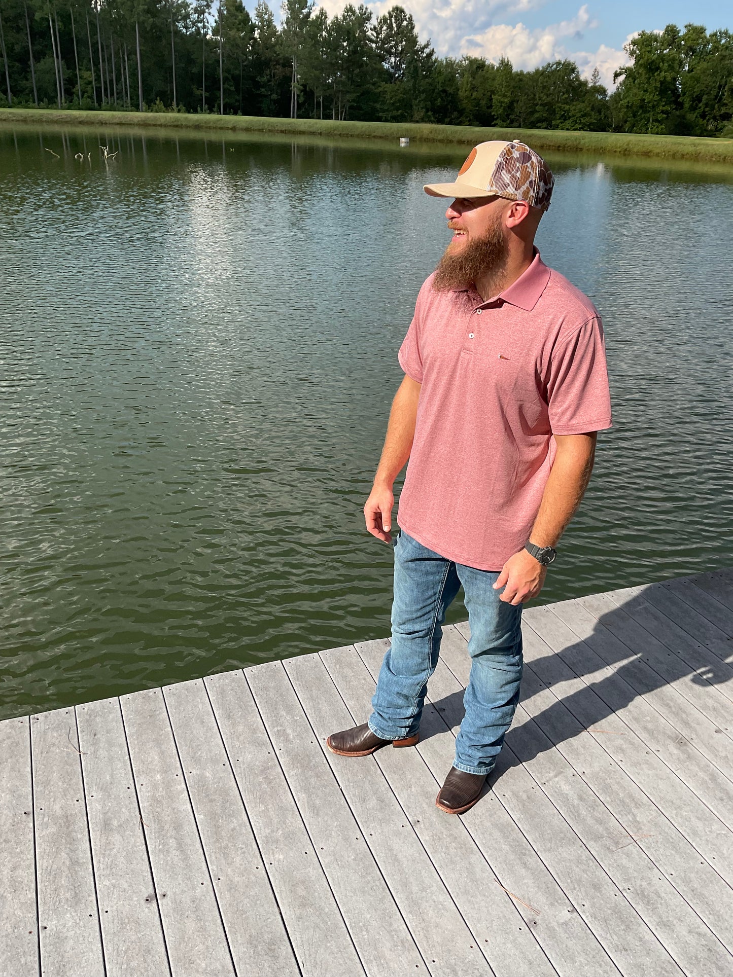 Thomas Strut's Apparel Performance Polo- Heather Russet