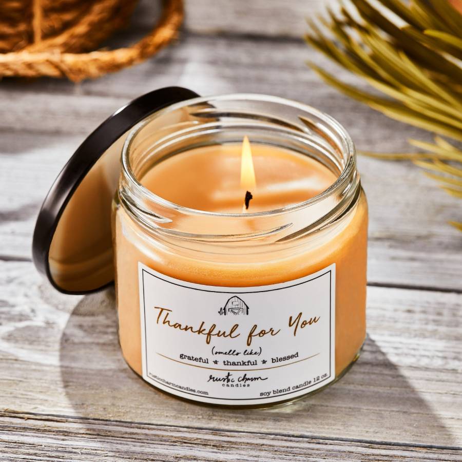 Rustic Charm Thankful For You 12 oz. Soy Candle
