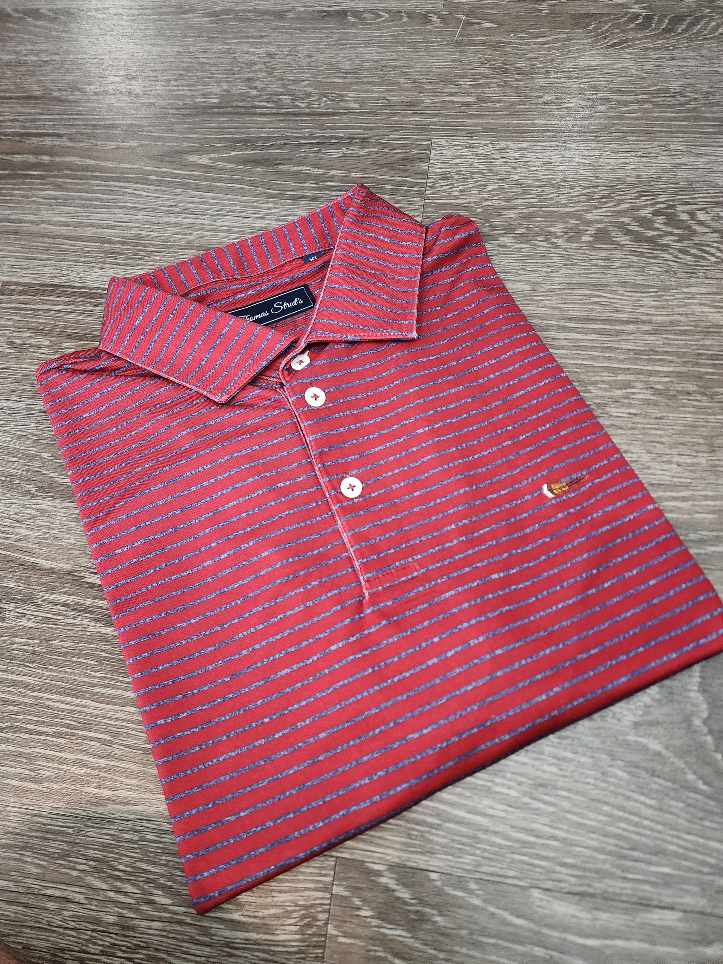 Men's Thomas Strut's Apparel Co. Pique Performance Polo-Dark Red Denim