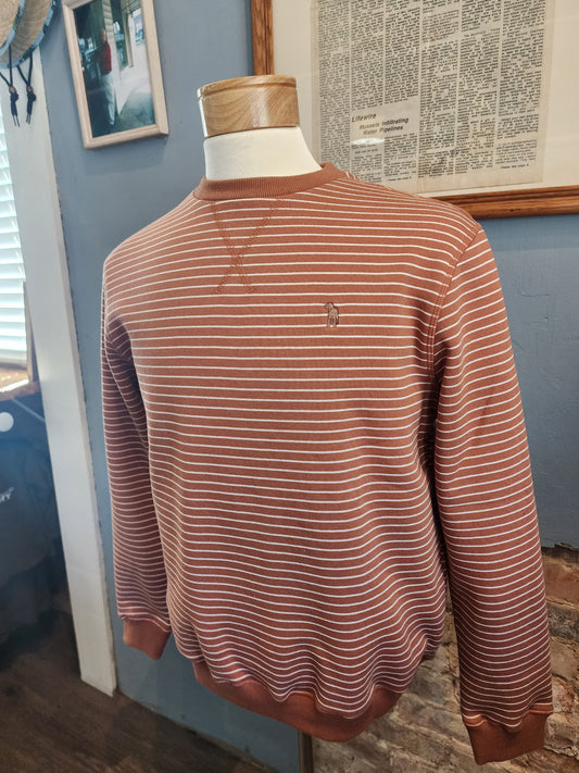 Men's Southern Casanova Stripe Fleece Pullover-Amber Walnut