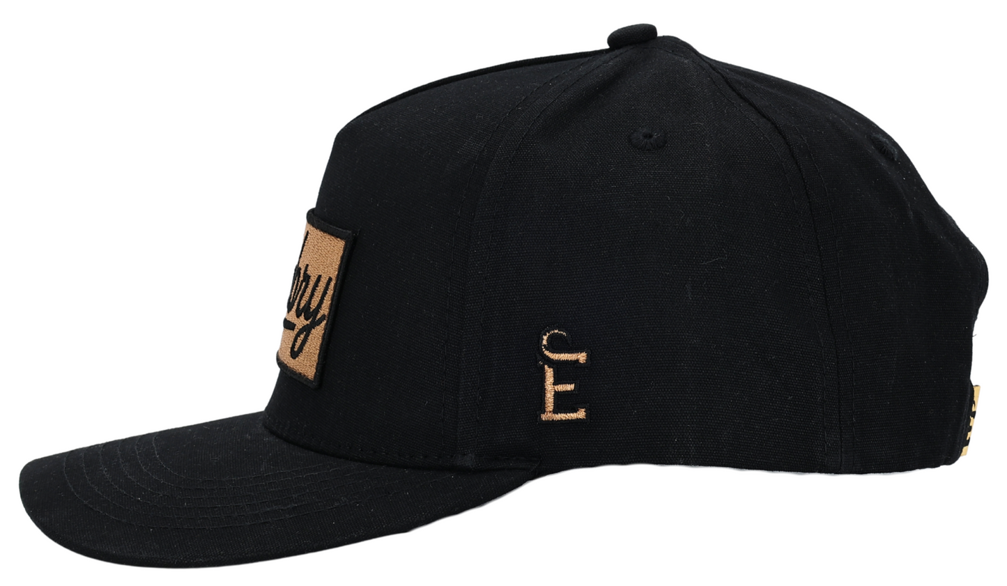 Black Waxed Canvas - Logo Patch