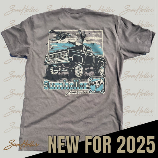Sumholler 4 wheels and Fowl Feathers tee