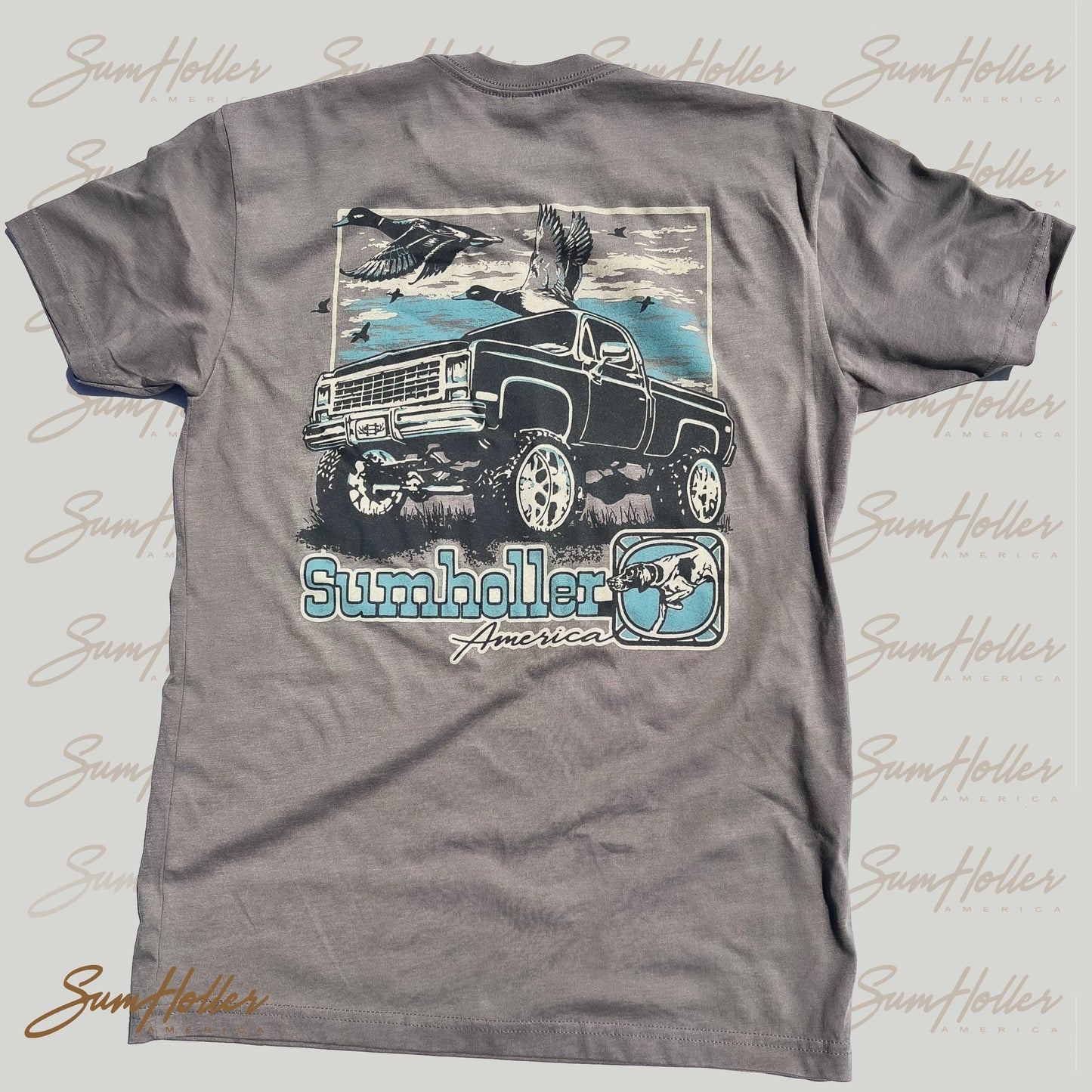 Sumholler 4 wheels and Fowl Feathers tee