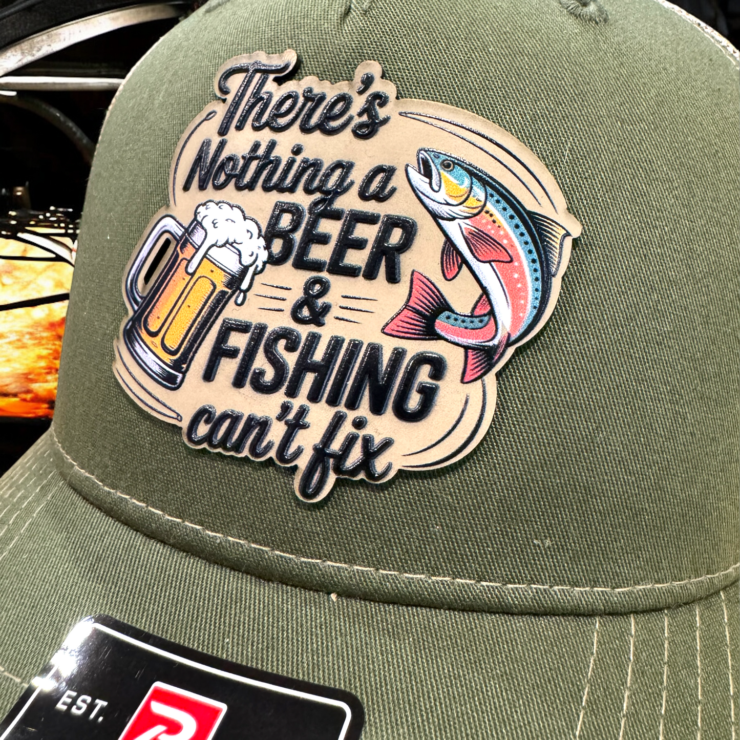 Beer and Fishing Patch Hat