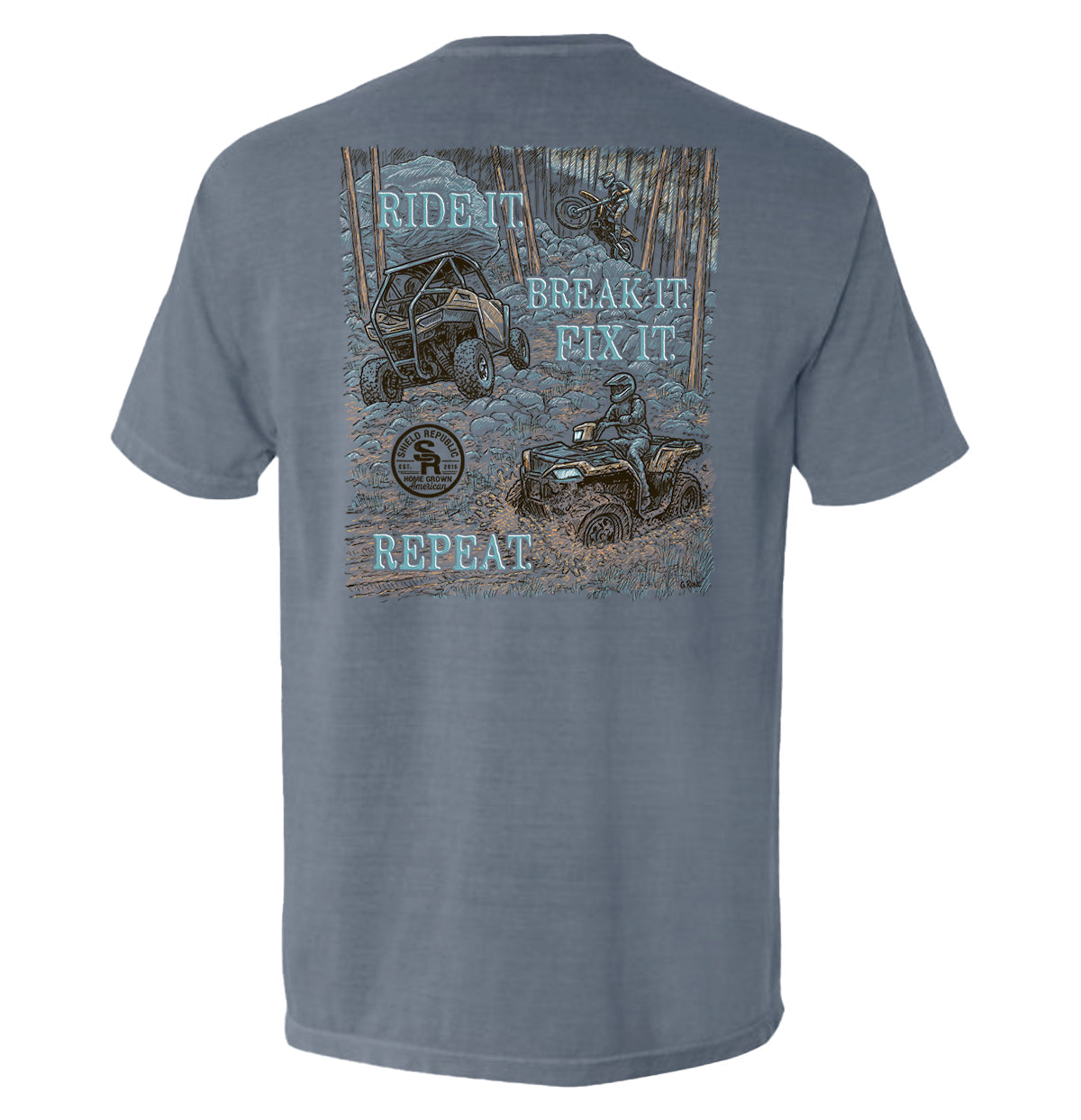 Ride it Break it Fix it Repeat Pocket Tee
