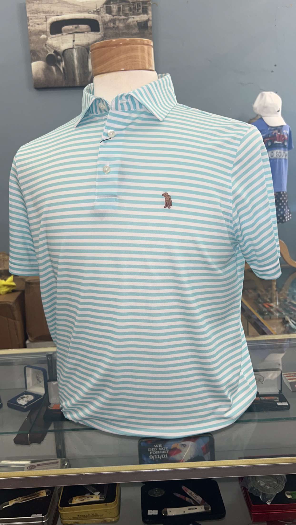 Men's Southern Casanova S/S Performance Polo-Smooth Lagoon Stripe