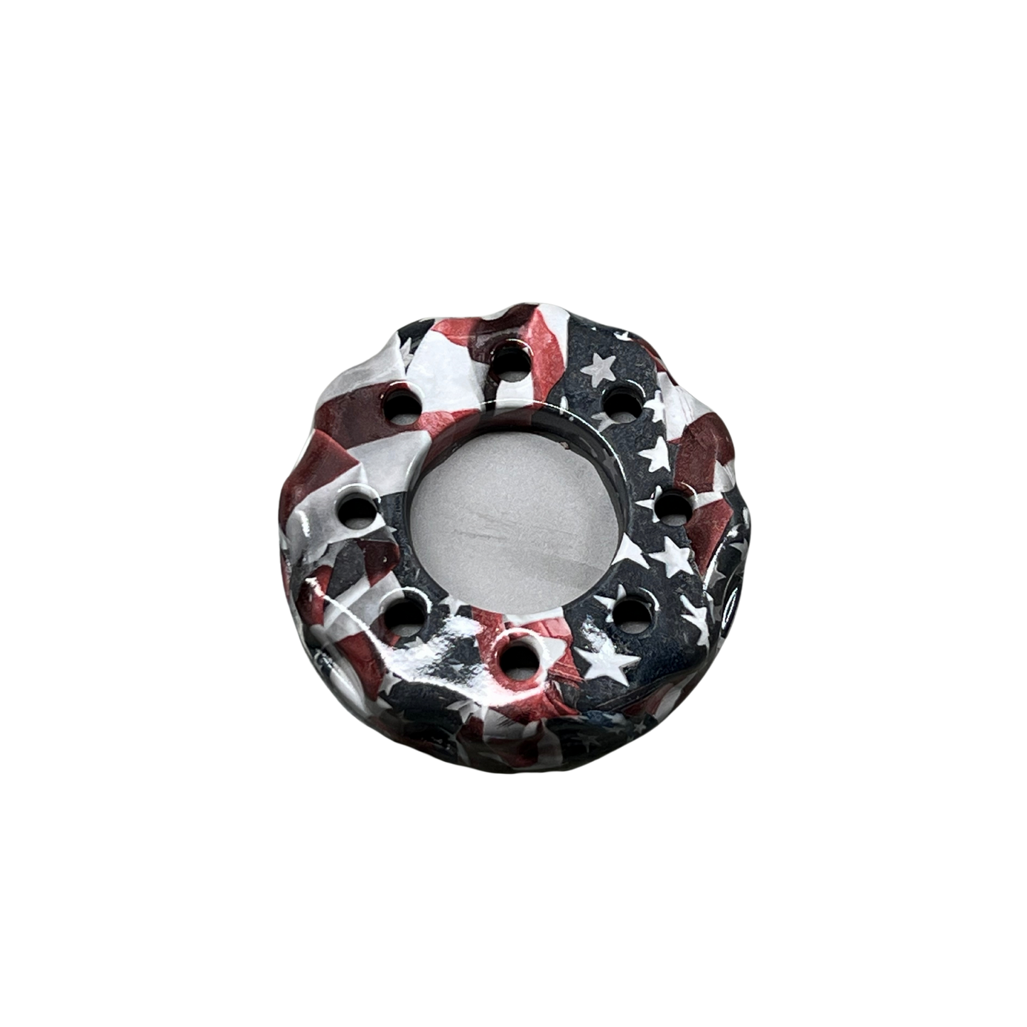 Double Sided Red Slate Top w/ Blasted Aluminum Bottom American Flag Pot Call