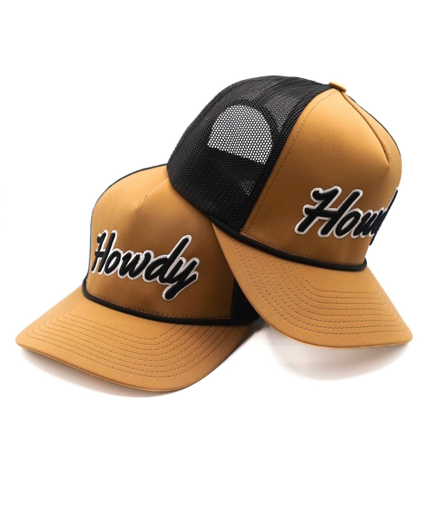 Tan/Black "Howdy" 5-Panel Rope Trucker Hat