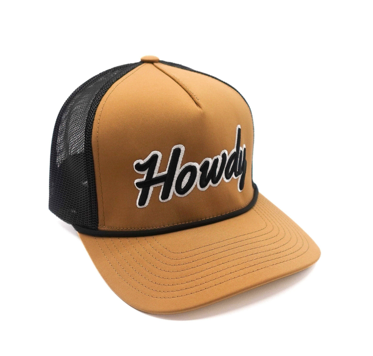Tan/Black "Howdy" 5-Panel Rope Trucker Hat