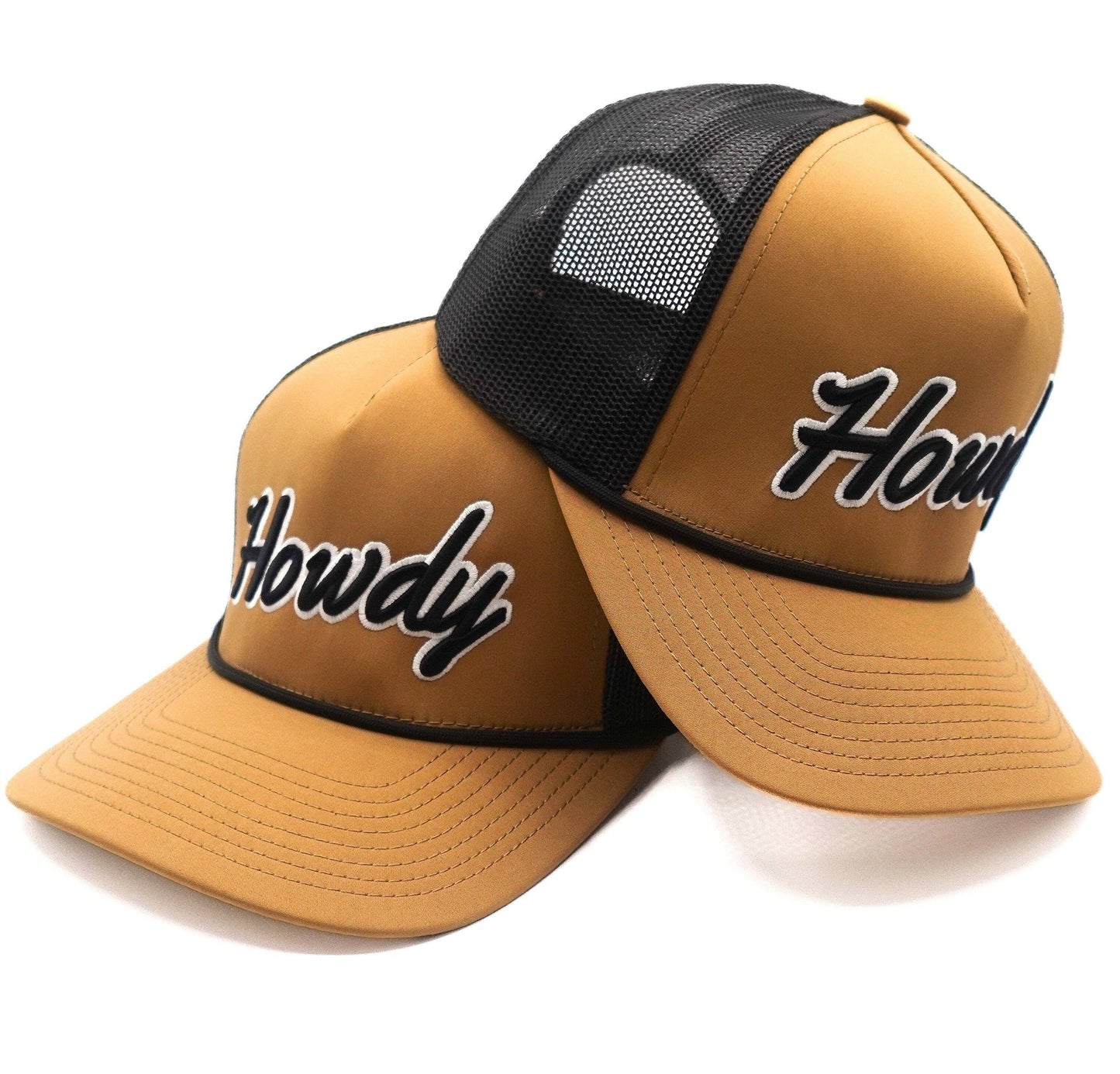 Tan/Black "Howdy" 5-Panel Rope Trucker Hat