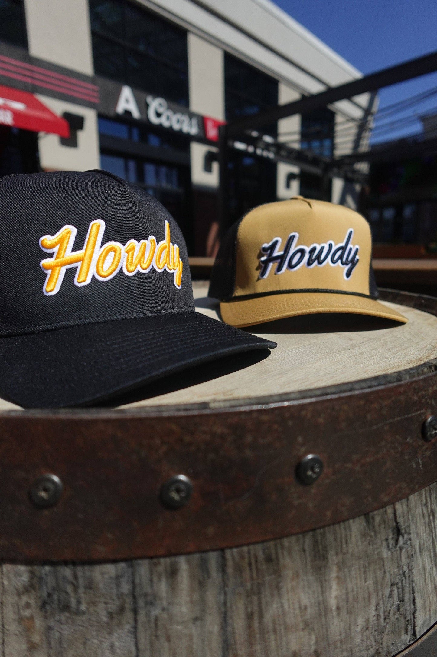 Tan/Black "Howdy" 5-Panel Rope Trucker Hat