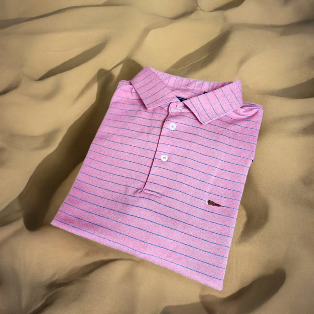 Men's Million Dollar Performance Polo-Coral Island Stripe