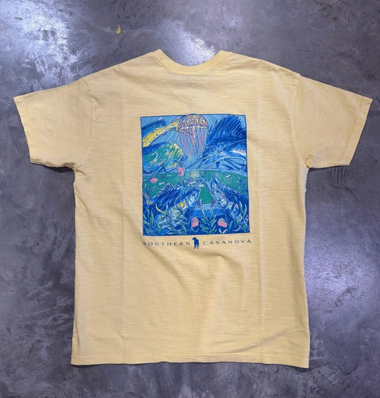 Men's Southern Casanova Fish Poker Game S/S Pocket Tee