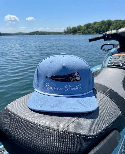 Thomas Strut's Feather Columbia Blue 5-Panel Performance Trucker Hat