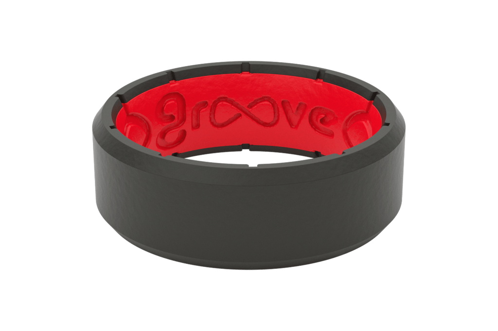 Red & Black Edge Men's Groove Ring